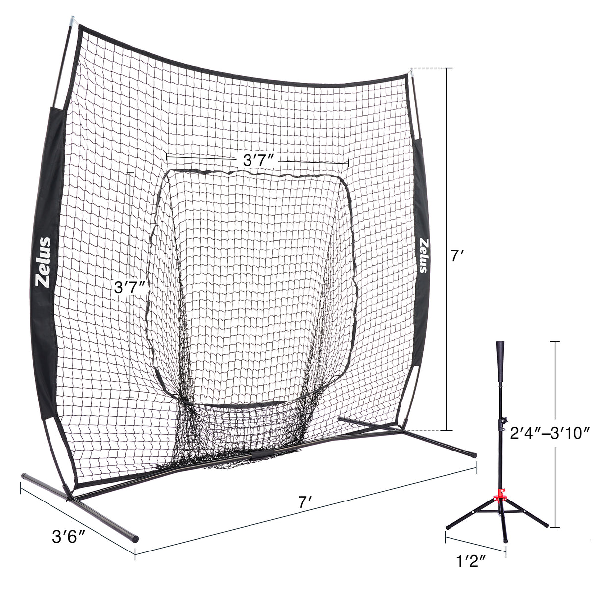 Baseball Net Kit with Baseball Tee and Sock Net, 7x7ft Softball Baseball Training Equipment