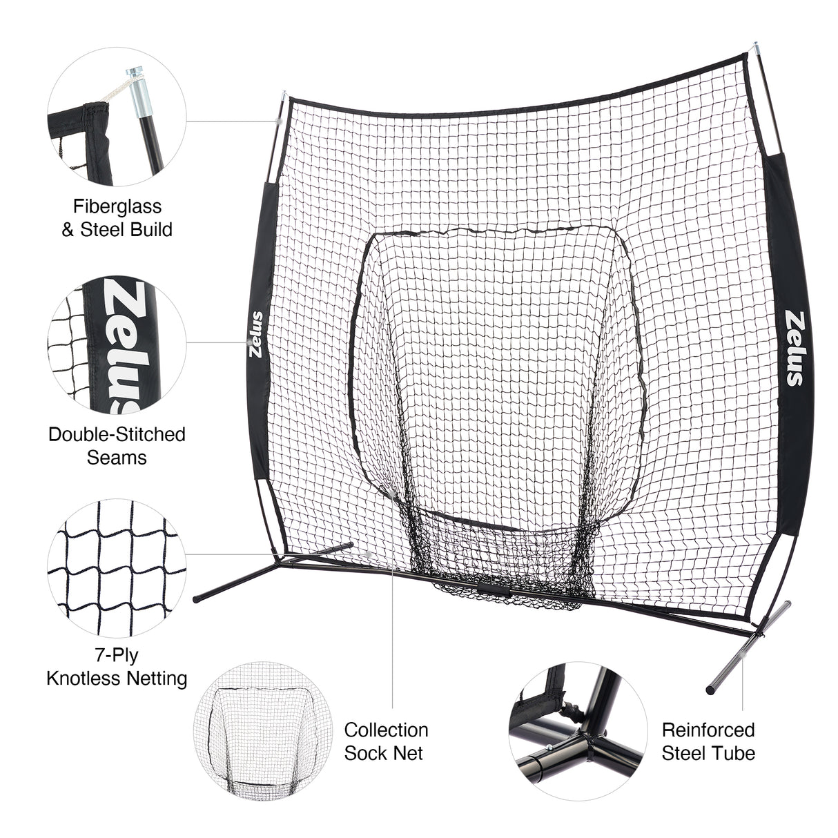 Baseball Net Kit with Baseball Tee and Sock Net, 7x7ft Softball Baseball Training Equipment
