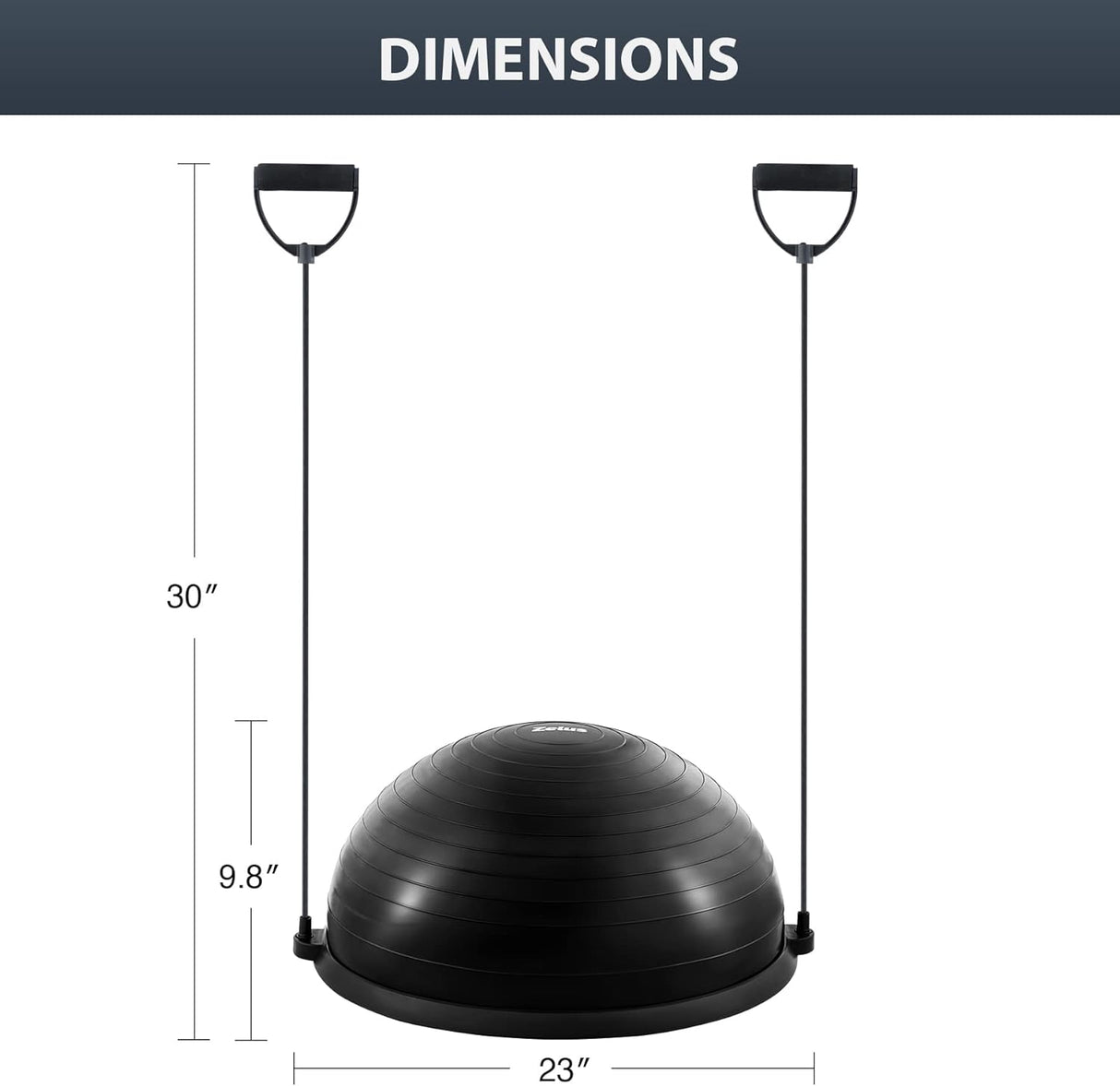 ZELUS Balance Ball Trainer – 23" Half Exercise Ball with Resistance Bands