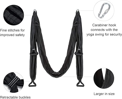 Aerial Yoga Swing - Yoga Hammock Set Sling Black