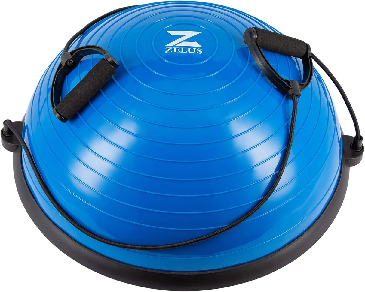 ZELUS Balance Ball Trainer – 23" Half Exercise Ball with Resistance Bands