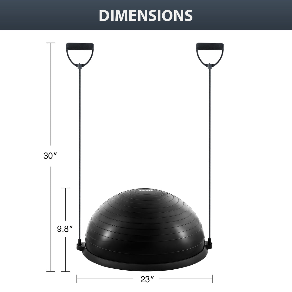Black Fitness Balance Trainer: 23-Inch Balance Ball with Resistance Bands
