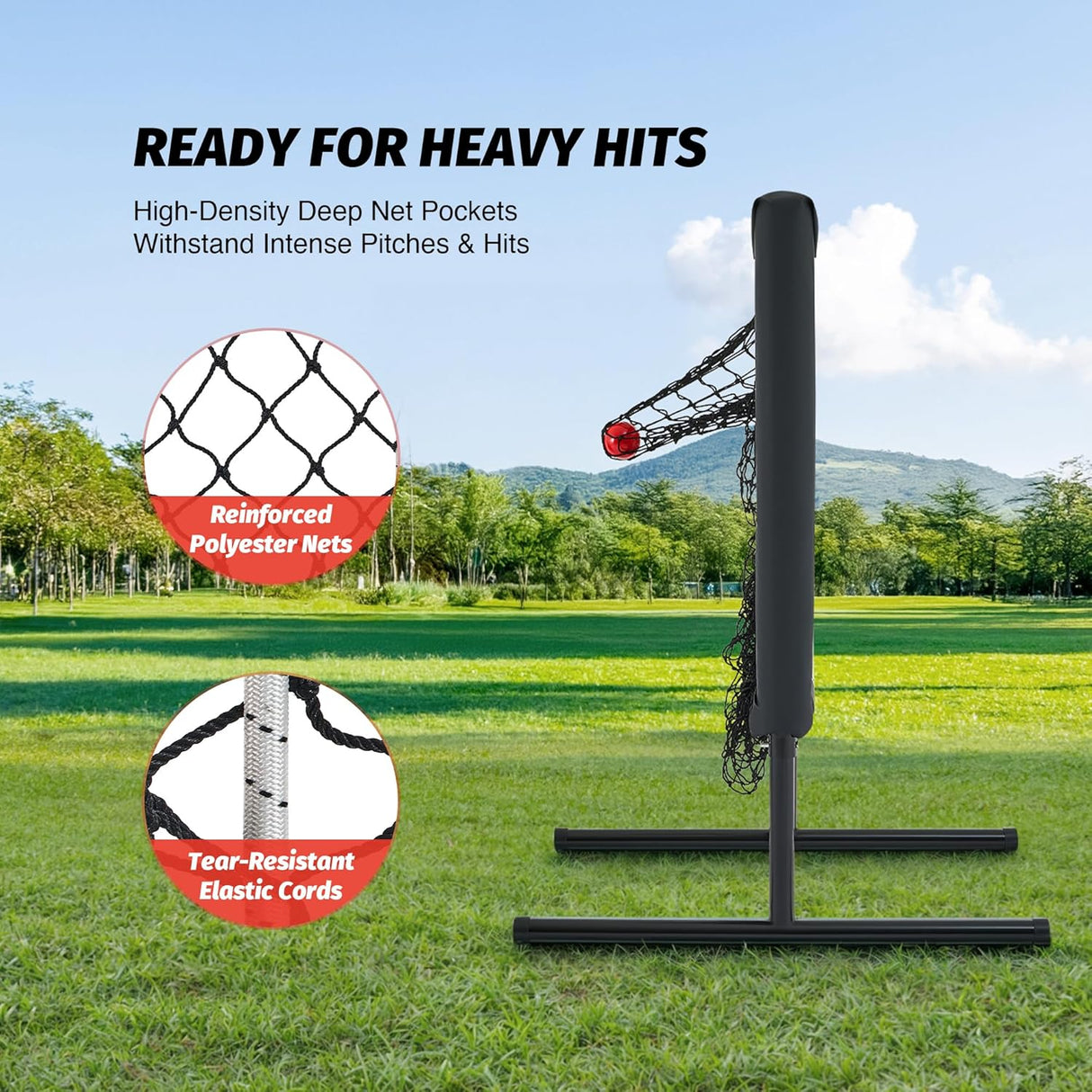 ZELUS 9-Hole Baseball Pitching Net | Adjustable Strike Zone Trainer with Detachable Stand