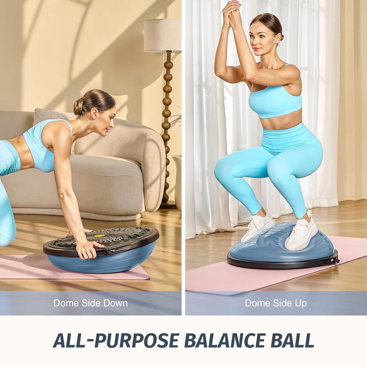 ZELUS 25" Half Balance Ball Trainer | 660lb Capacity Wobble Board with Non-Slip Base | Includes Resistance Bands, Pump & Extra Ball