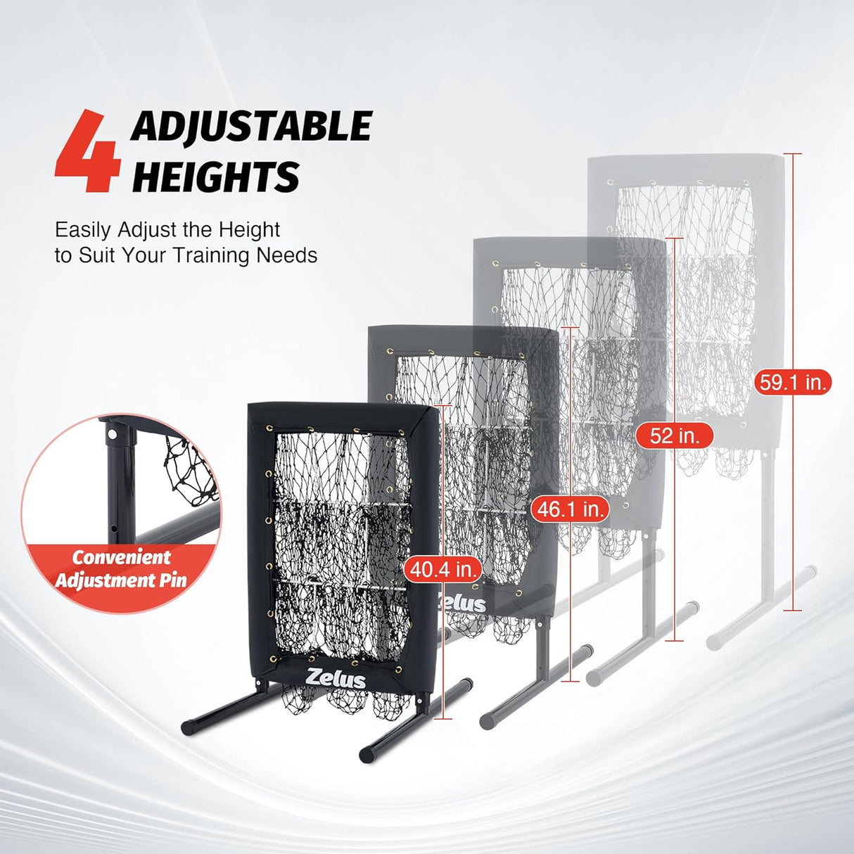 ZELUS 9-Hole Baseball Pitching Net | Adjustable Strike Zone Trainer with Detachable Stand