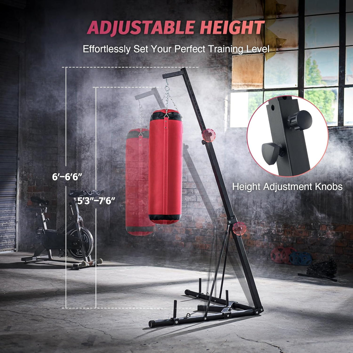 ZELUS Heavy Duty Freestanding Punching Bag Stand | Adjustable Height & Weighted Base for Home Workouts