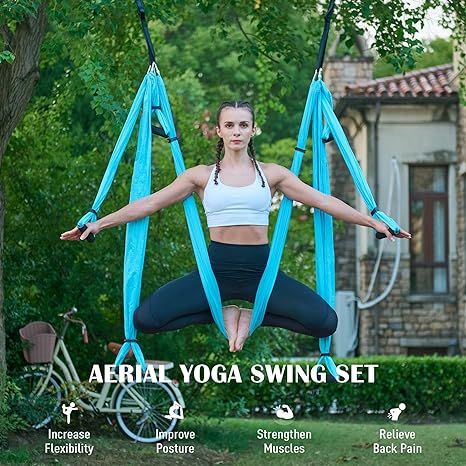 Aerial Yoga Swing - Yoga Hammock Set Sling Blue
