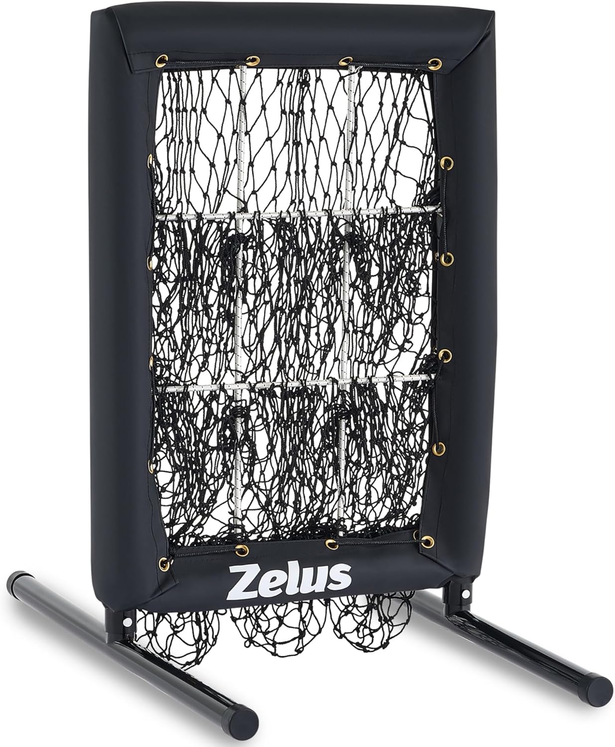 ZELUS 9-Hole Baseball Pitching Net | Adjustable Strike Zone Trainer with Detachable Stand