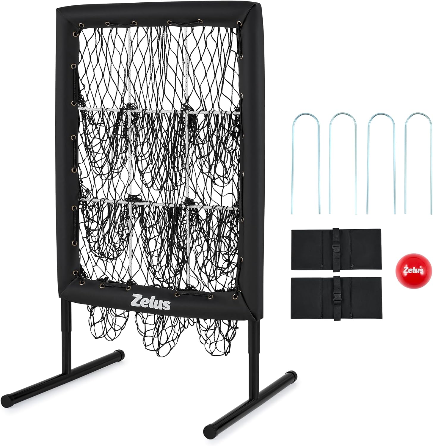 ZELUS 9-Hole Pitching Net Plus | Adjustable Baseball Trainer with Strike Zone for Indoor & Outdoor Use