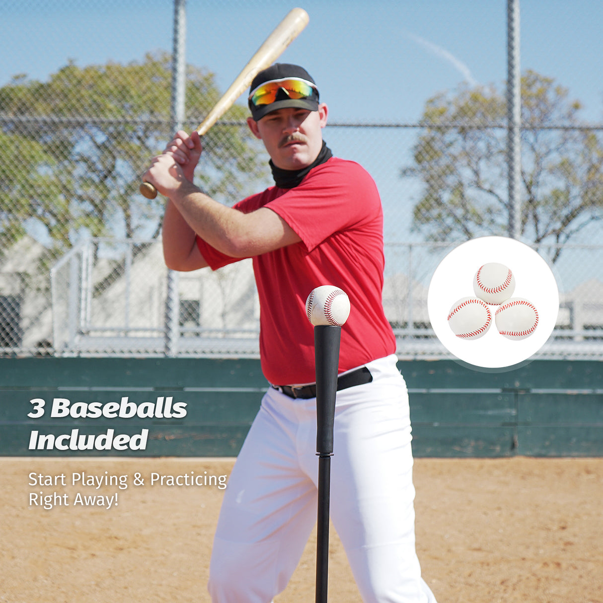 Baseball Net Kit with Baseball Tee and Sock Net, 7x7ft Softball Baseball Training Equipment