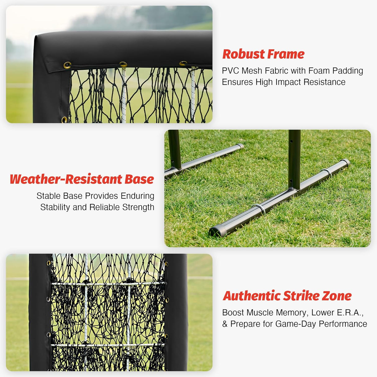 ZELUS 9-Hole Baseball Pitching Net | Adjustable Strike Zone Trainer with Detachable Stand