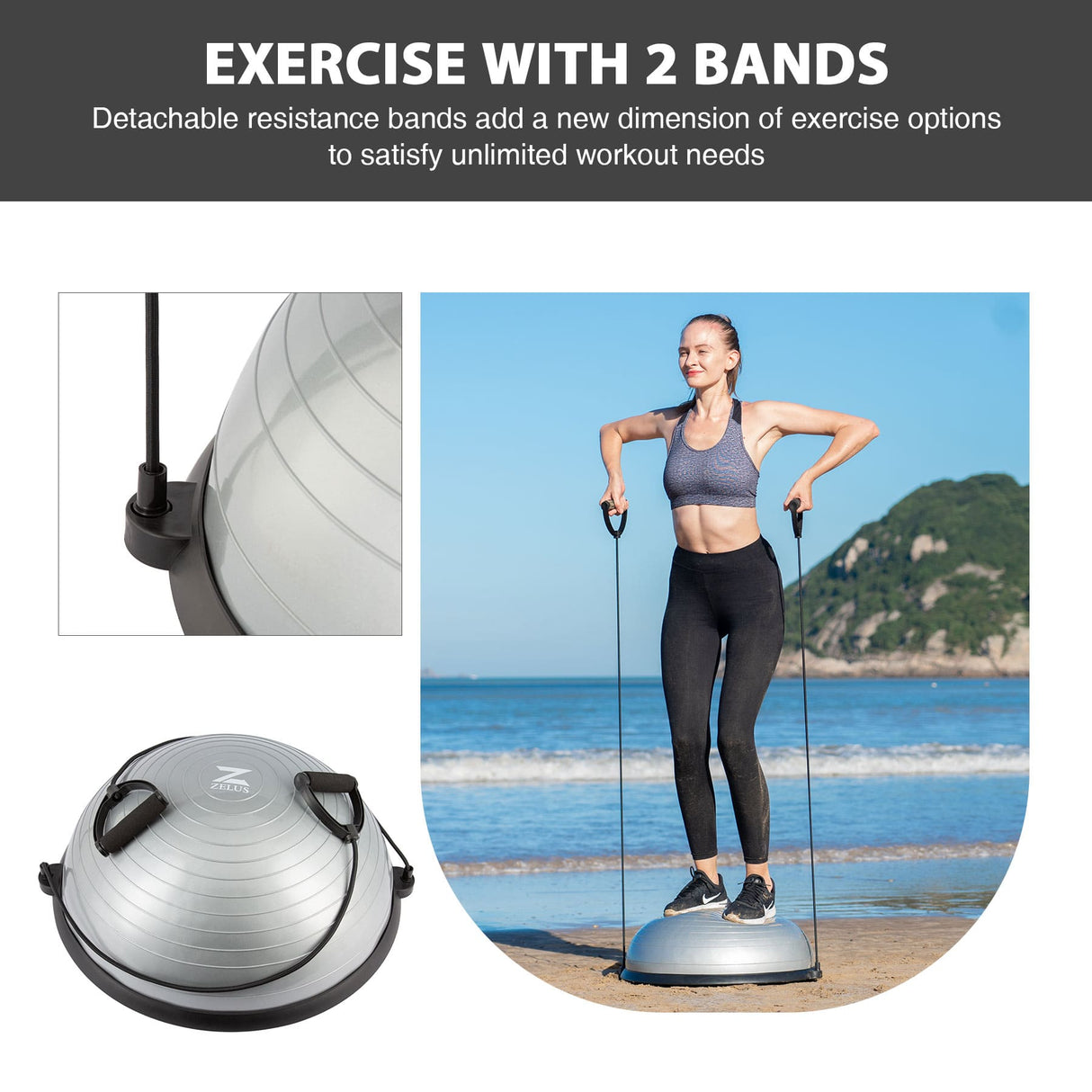 balance ball with resistance bands