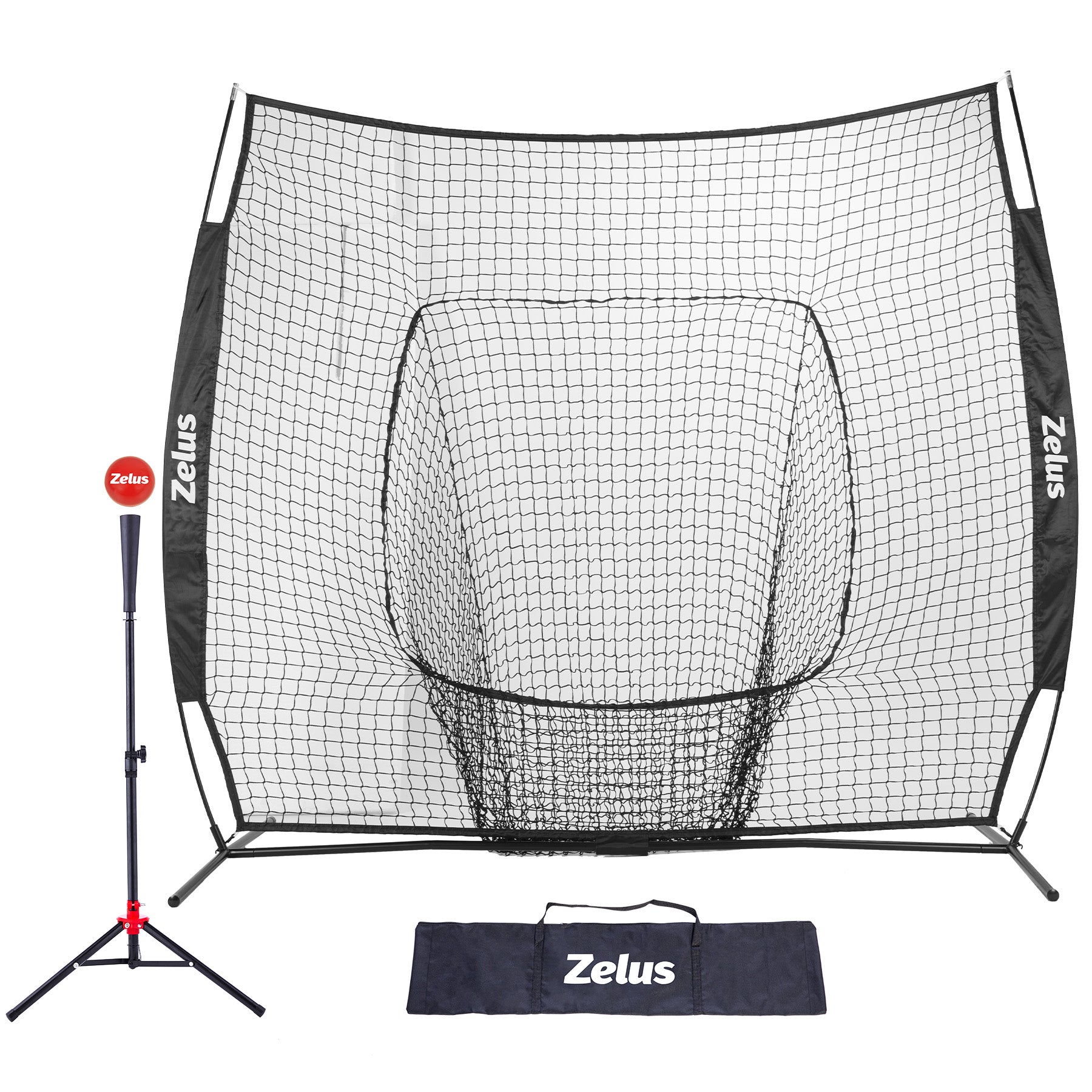 Zelus pitching net with stand and carrying bag