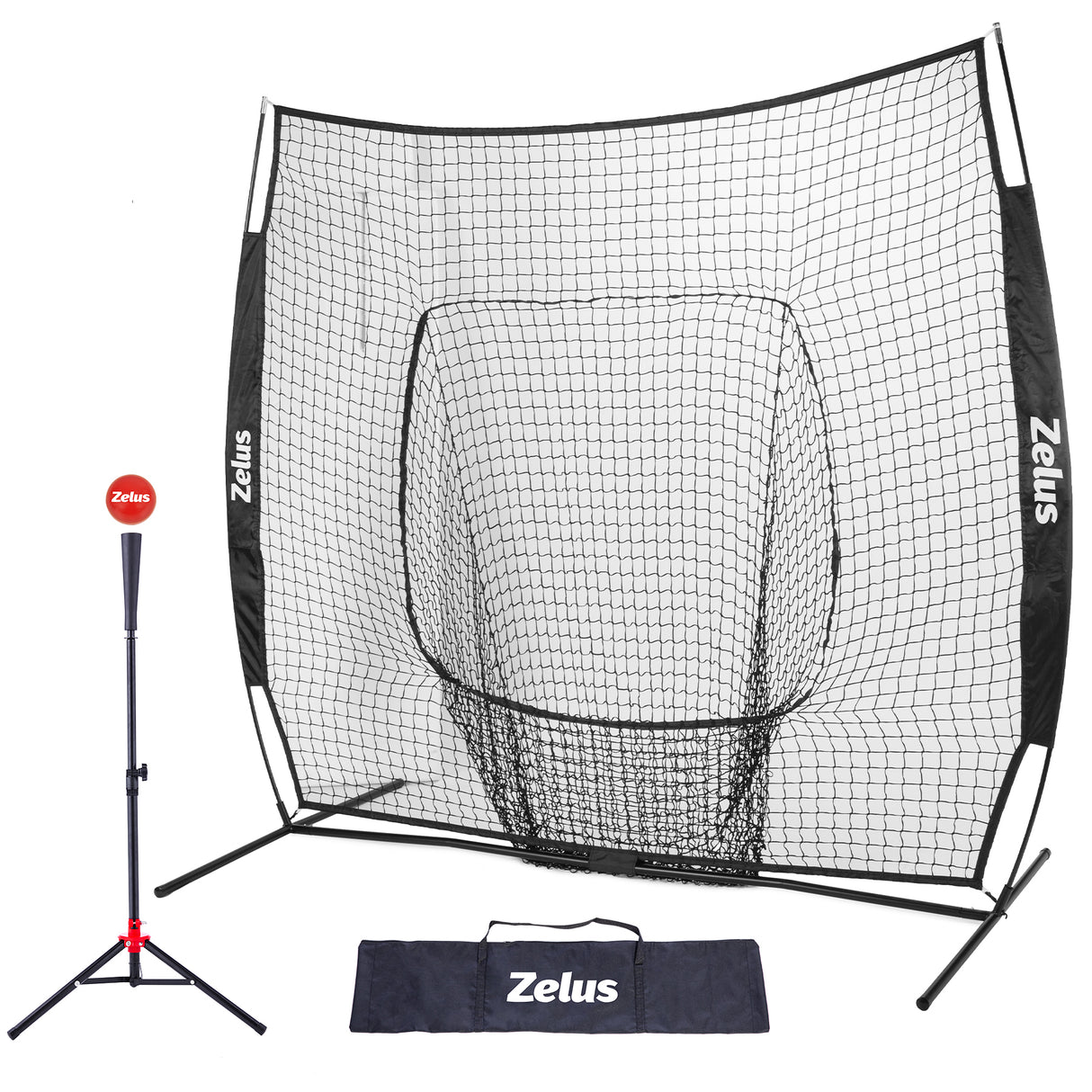 7×7 Baseball Net with Tee Kit, Portable Baseball Net