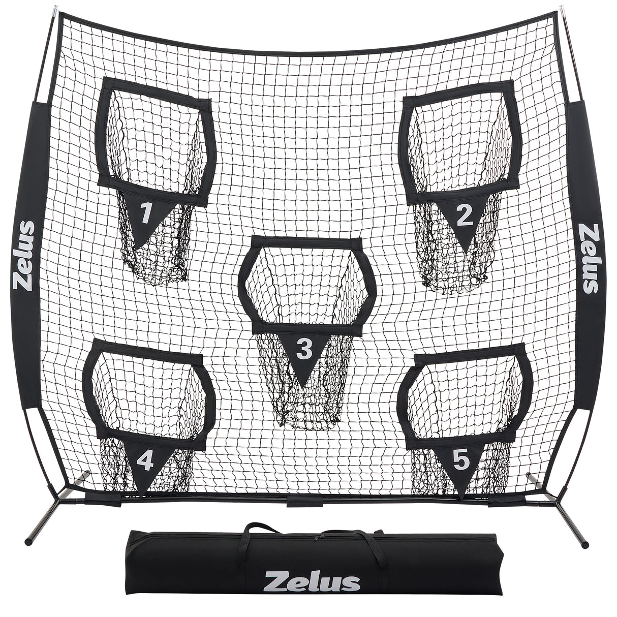 Football Throwing Net, Quarterback Training Equipment with 5 Target Pockets Black