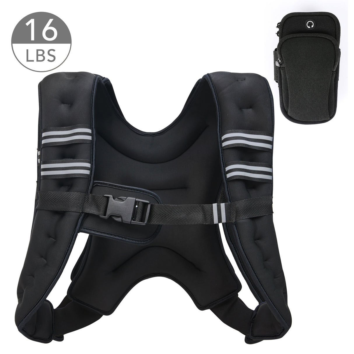 Weighted Vest, 16lb Weight Vest with Reflective Stripe