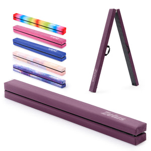 8 ft Folding Balance Beam, Foldable Floor Gymnastics Balance Beam Purple