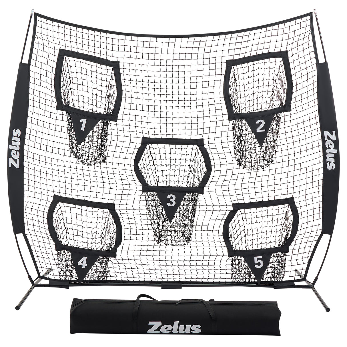 Football Throwing Net, Quarterback Training Equipment with 5 Target Pockets Black