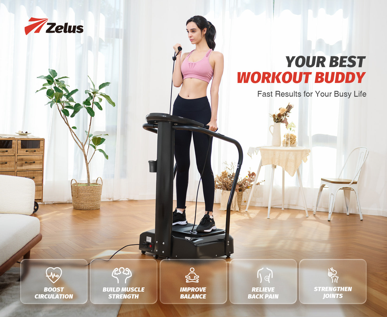 Vibration Plate Exercise Machine with Speakers - Zelus Fitness