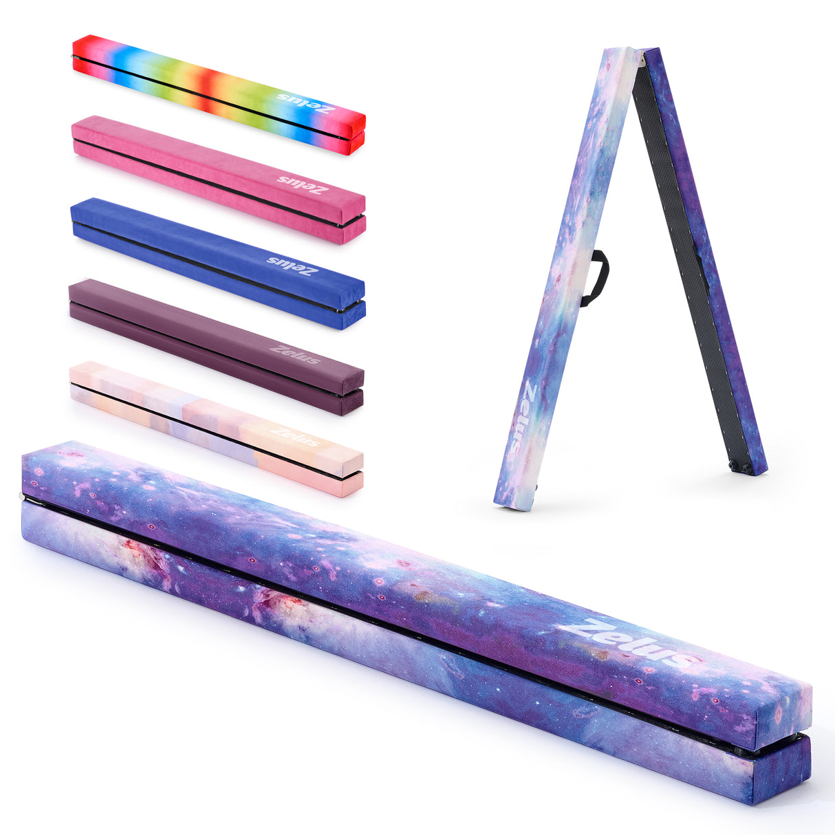 8 ft Folding Balance Beam, Foldable Floor Gymnastics Balance Beam Galaxy