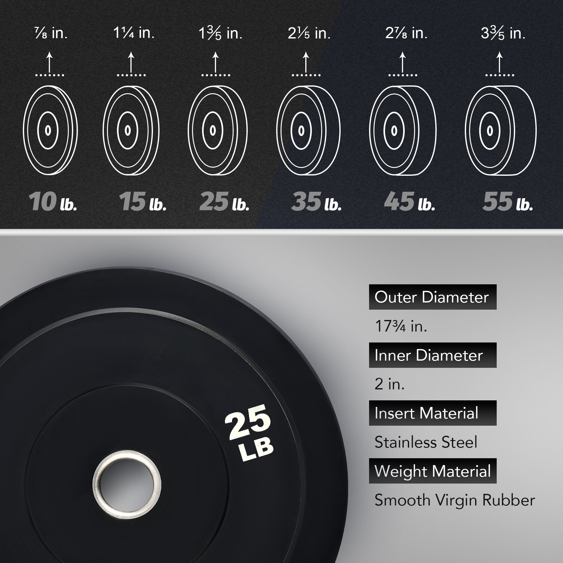 Two black weight plates with '25 LB' marking on a white background