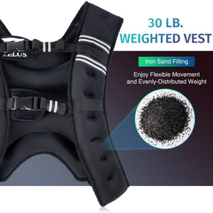 Weighted Vest, 30lb Weight Vest with Reflective Stripe for Workout