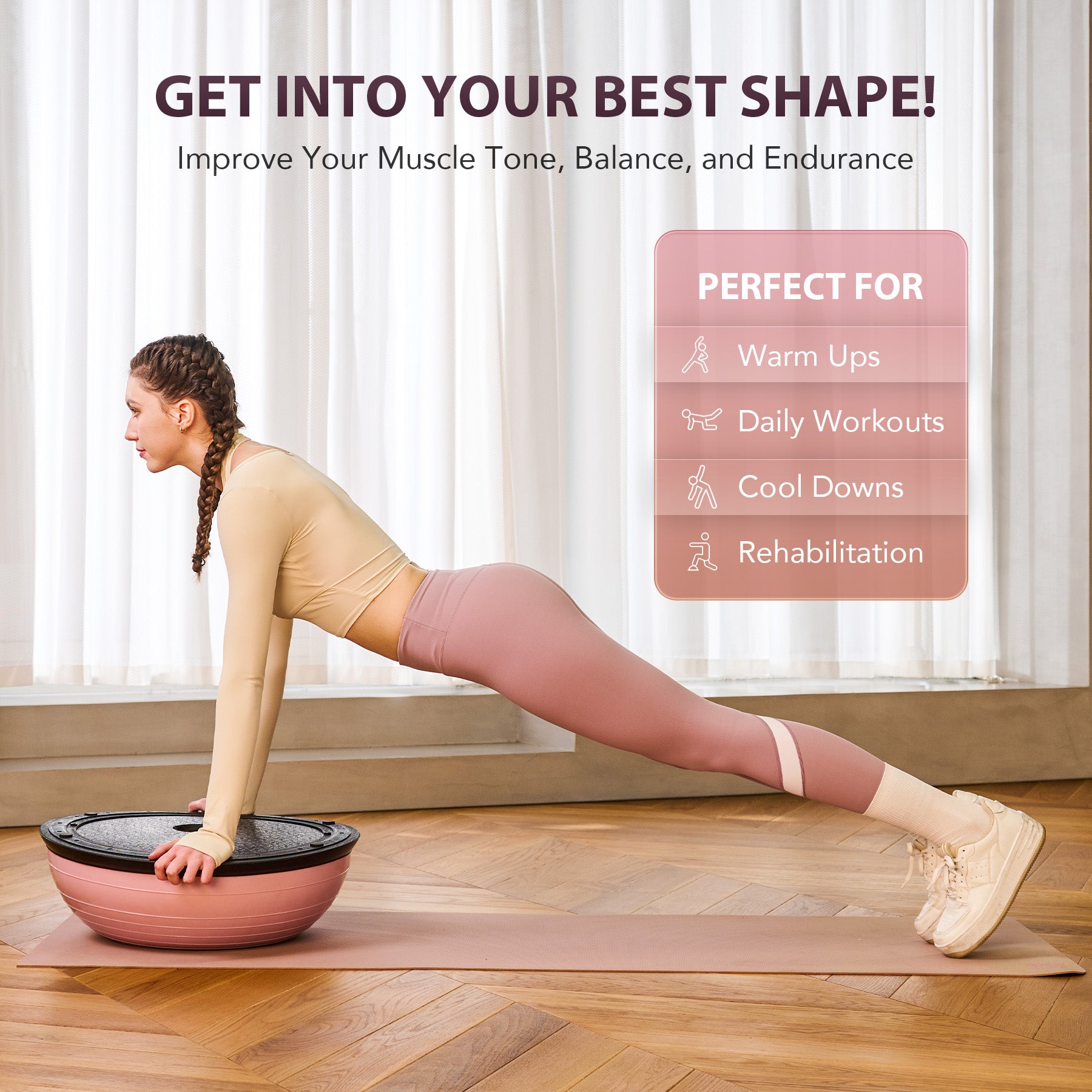 Pink Fitness Balance ball Trainer
