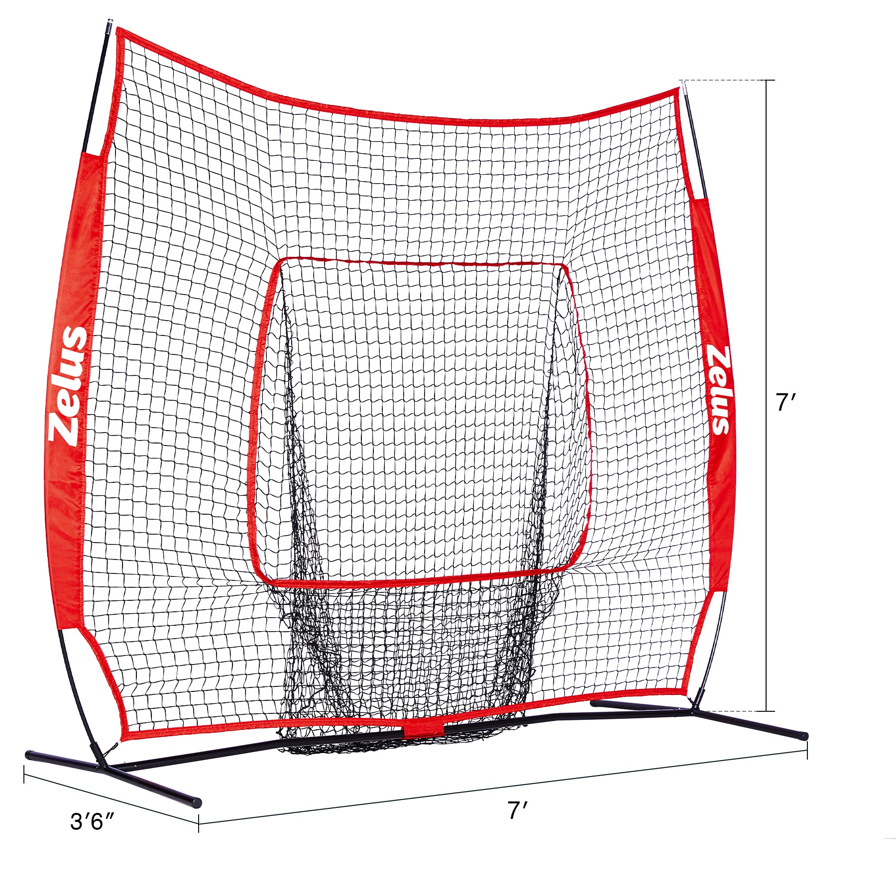 Zelus sports training net with red border