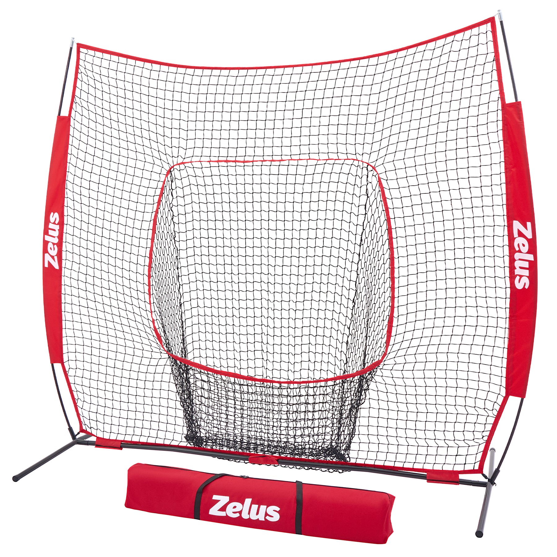 Zelus baseball or softball practice net with carrying bag 