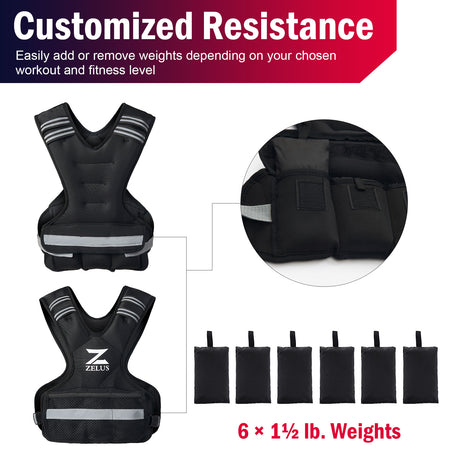 Weighted Vest for Men and Women | 11-20lb Vest with 6 Ironsand Weights