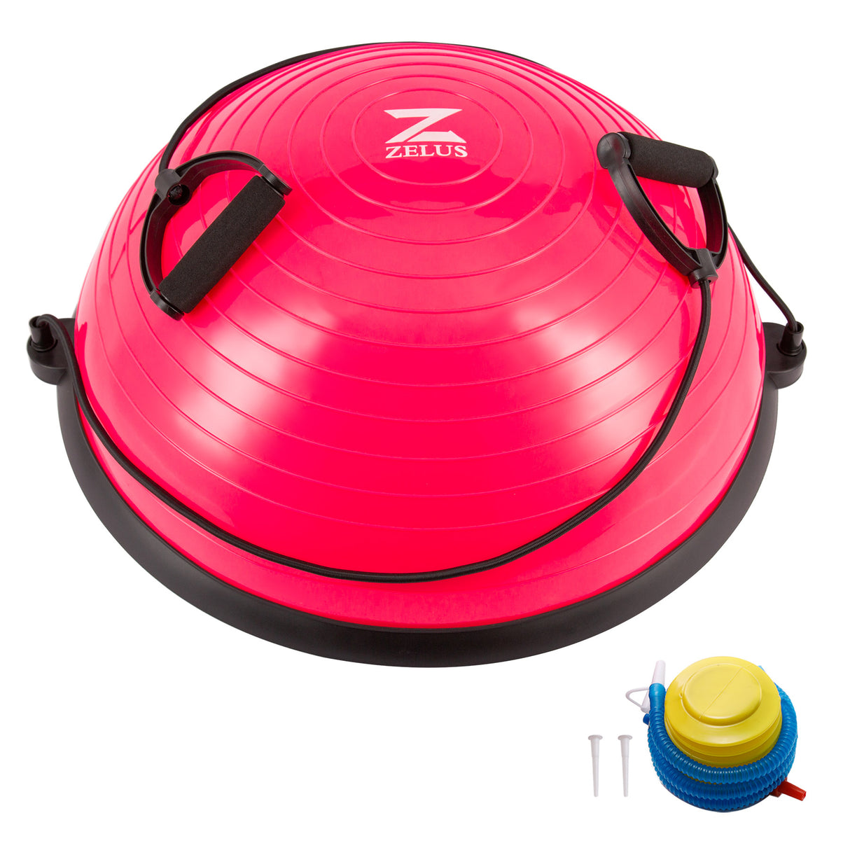 Fitness Balance Trainer 23-Inch Balance Ball with Resistance Bands Pink