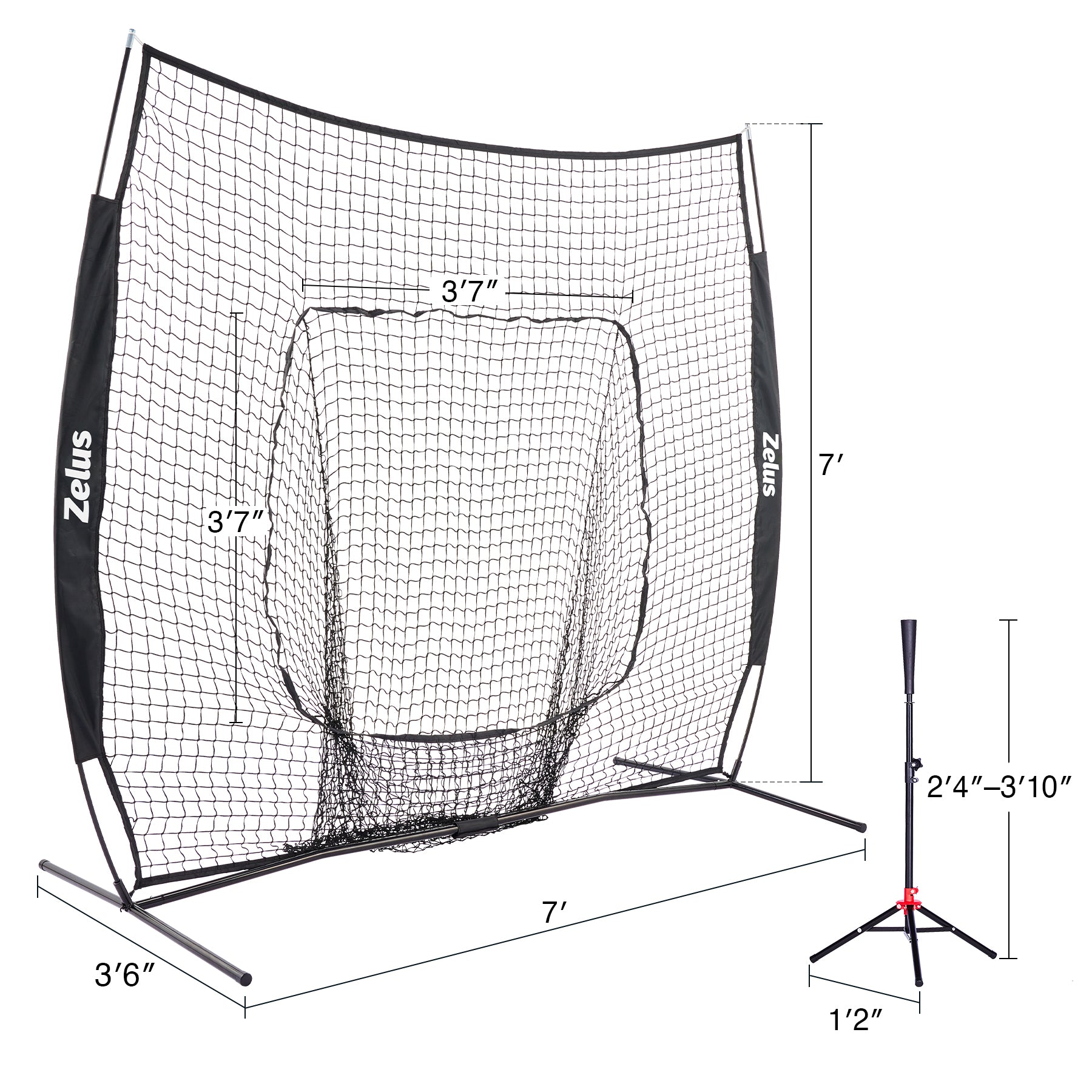 Zelus pitching machine and net system with balls