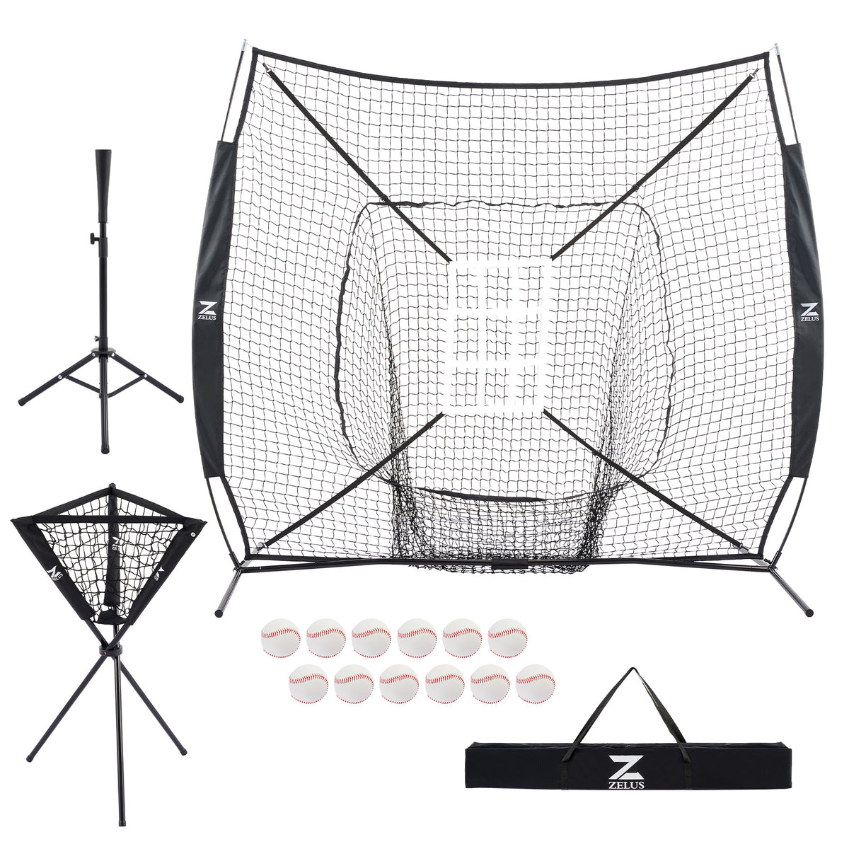 Baseball Net 7x7ft Baseball Hitting Net with 12 Baseballs & Batting Te ...