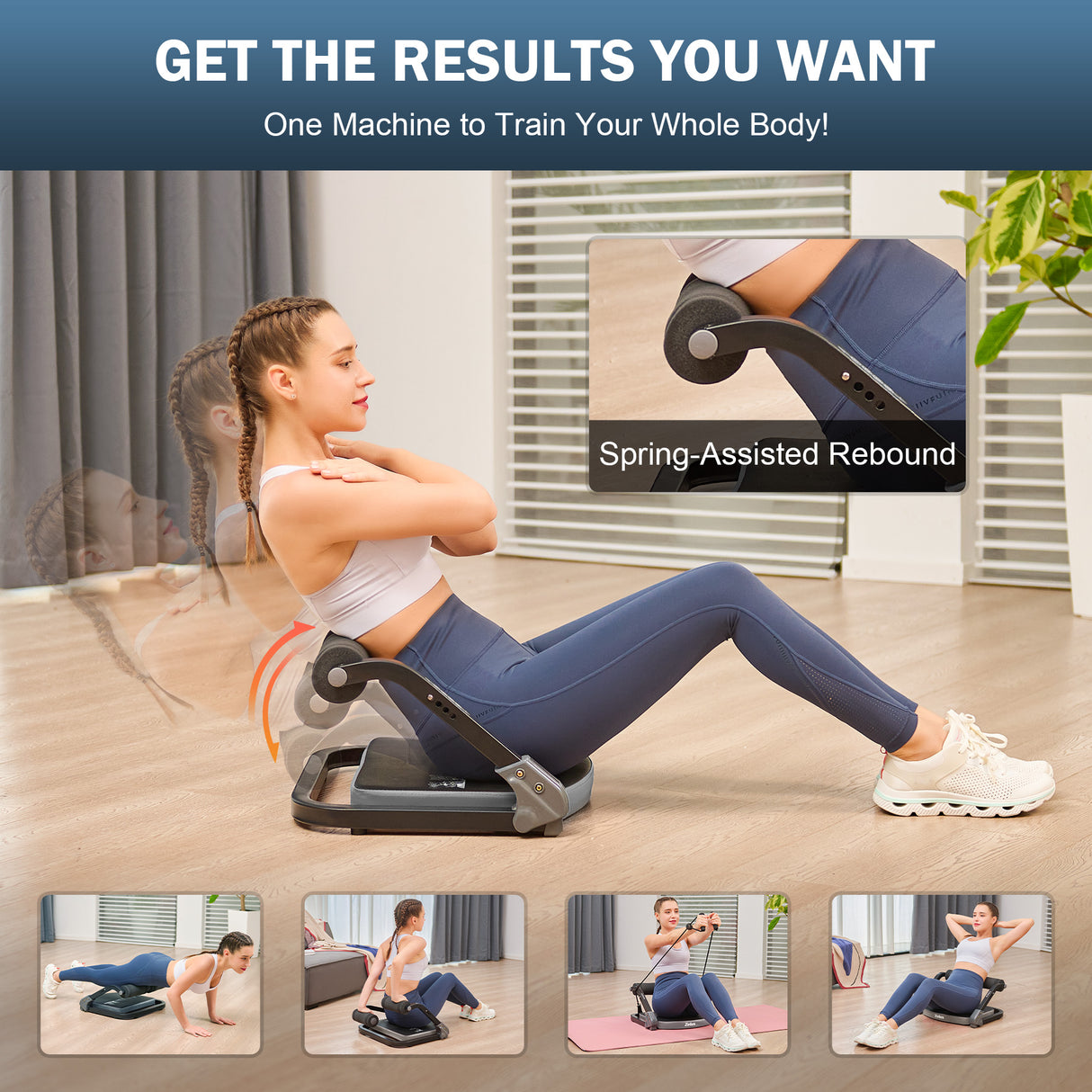 Ab Machine with Resistance Bands for Home Gym