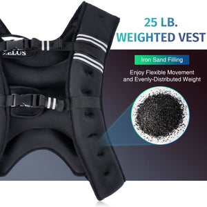 Weighted Vest, 25lb Weight Vest with Reflective Stripe for Workout