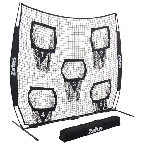 Football Throwing Net, Quarterback Training Equipment with 5 Target Pockets Black