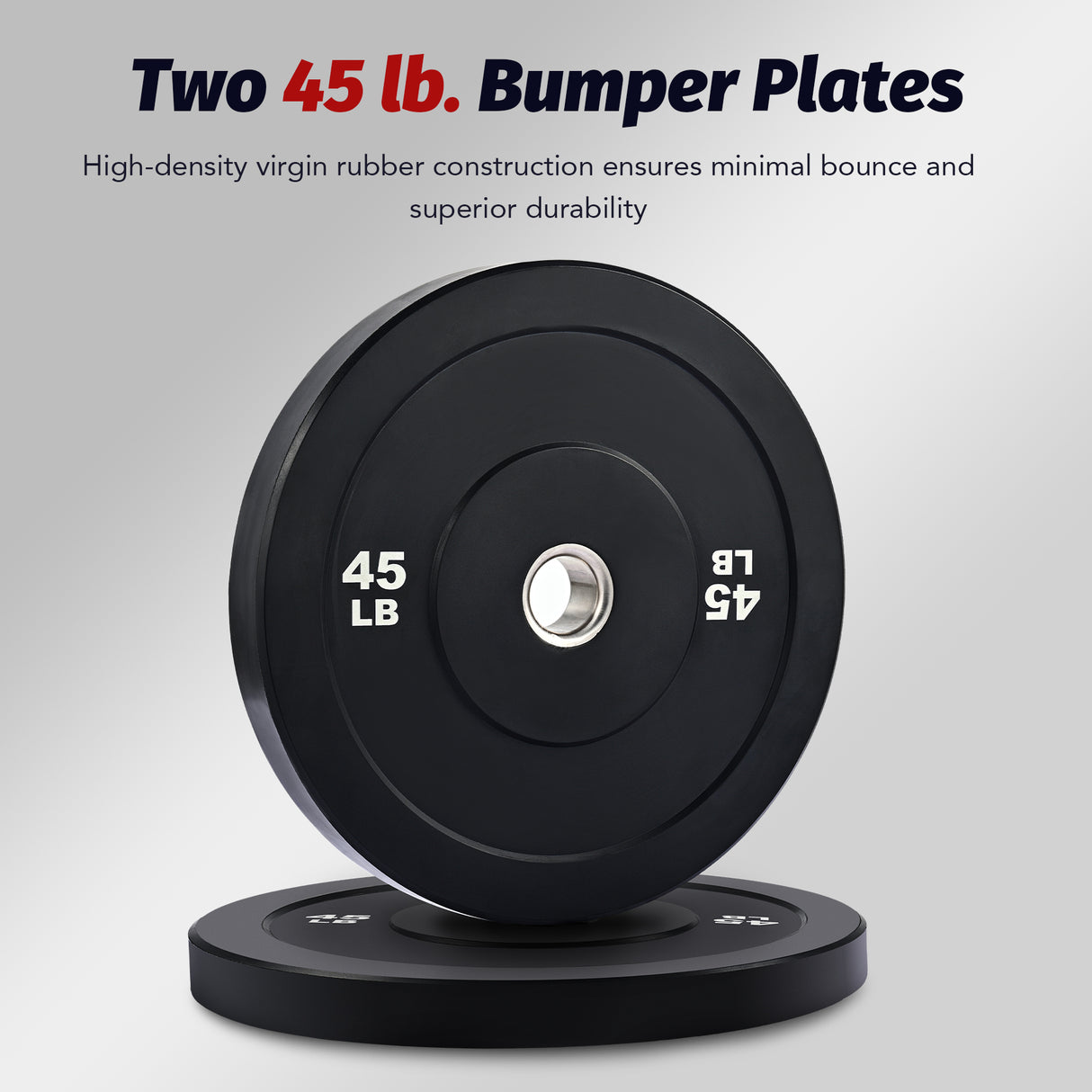 Weight Plate Set, Twin 2" Bumper Plates for Strength and Training Fitness 45lb