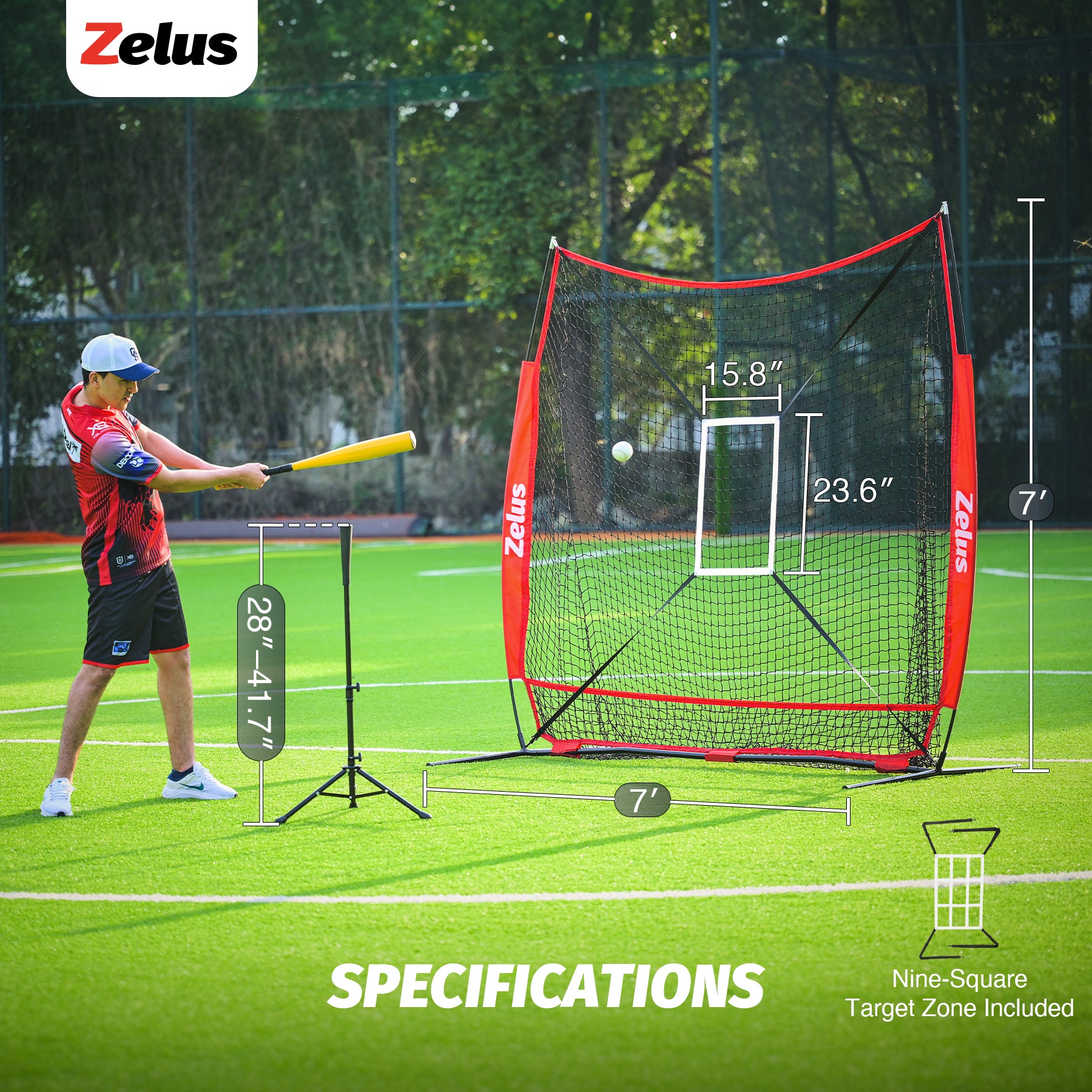 Zelus golf practice net with carrying bag