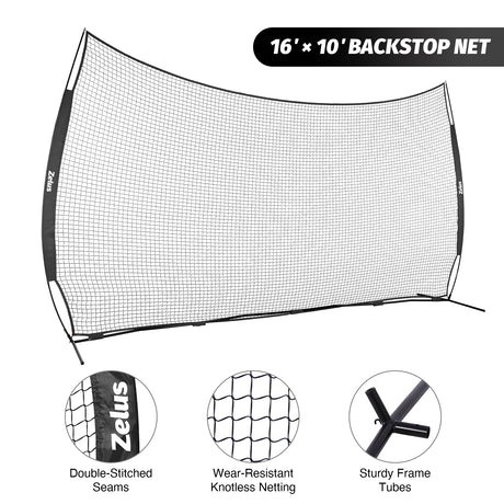 12x9ft & 16x10ft Barricade Backstop Net, Ball Sports Barrier Net