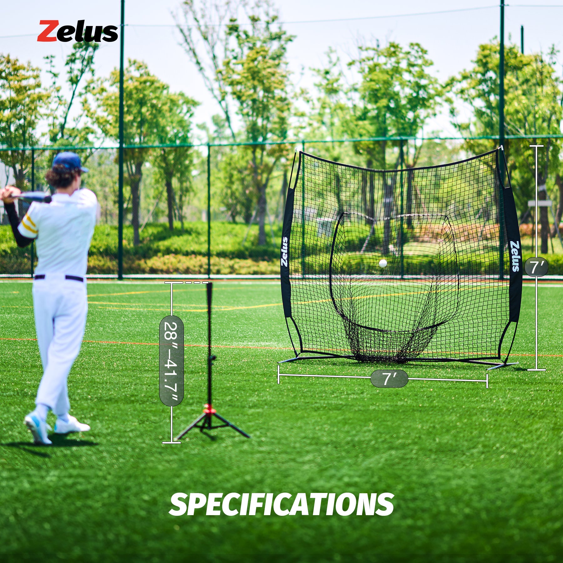 Zelus pitching machine and net system