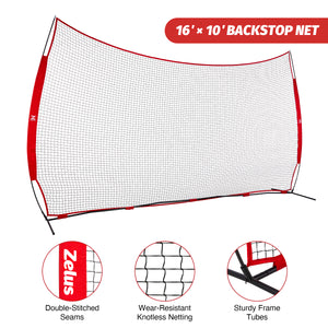 12x9ft & 16x10ft Barricade Backstop Net, Ball Sports Barrier Net, Practice Net