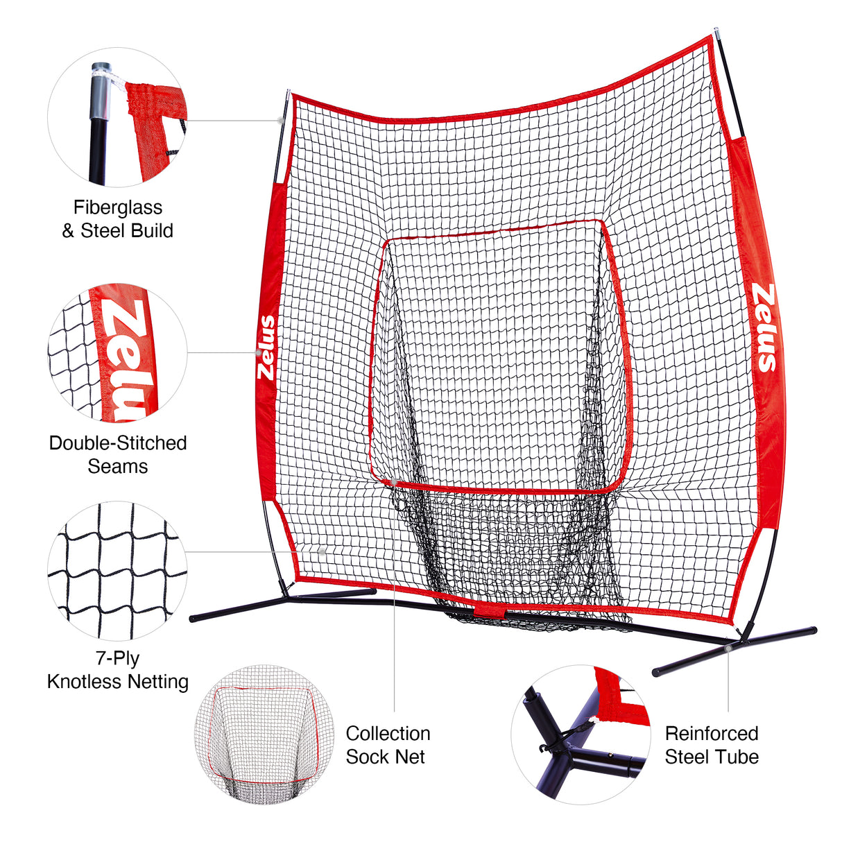 7x7ft Baseball Net for Hitting and Pitching Practice and Training