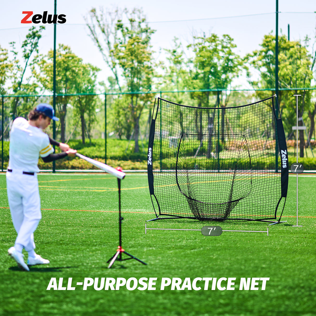 7x7ft Baseball Net for Hitting and Pitching Practice and Training Black