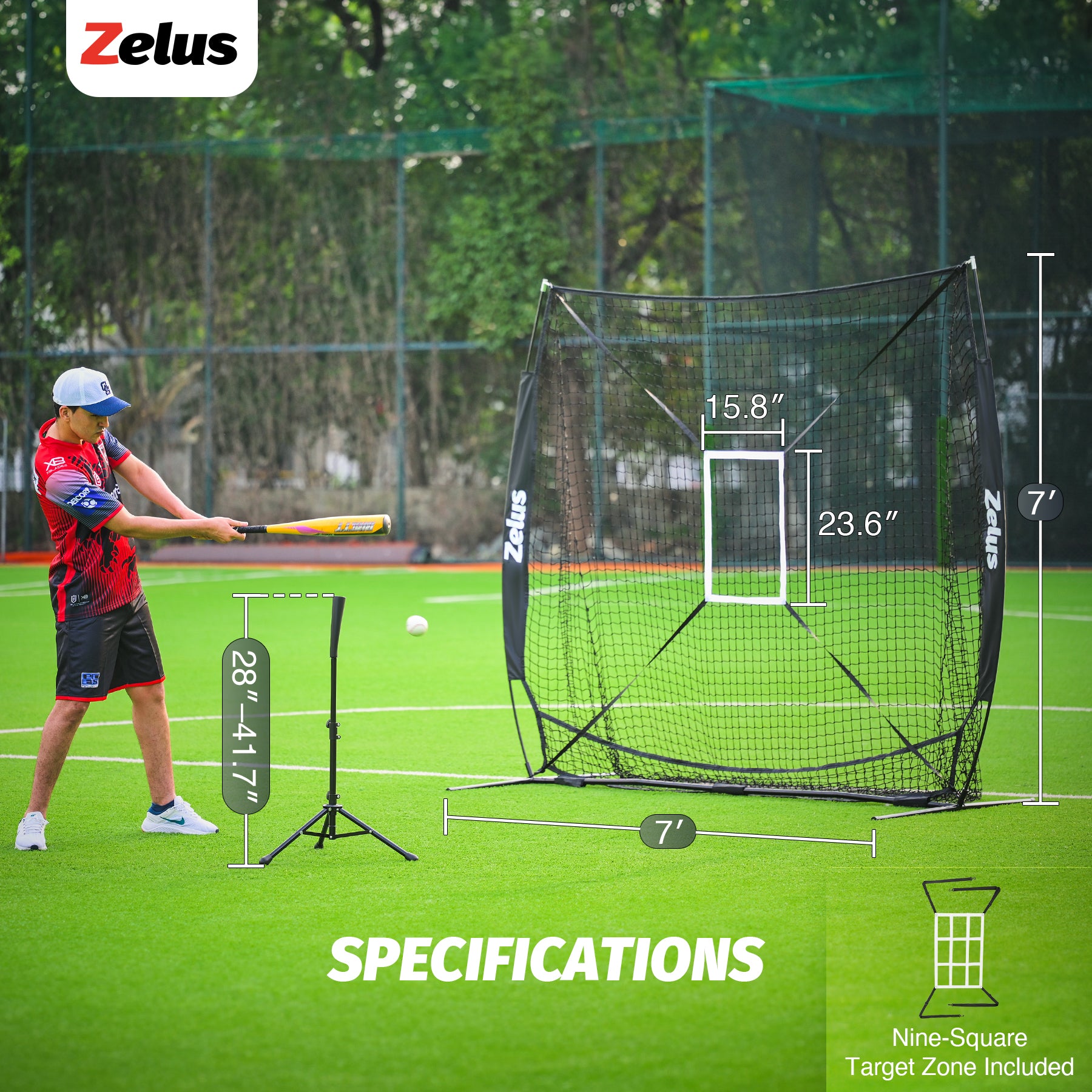 Zelus pitching net with carrying bag