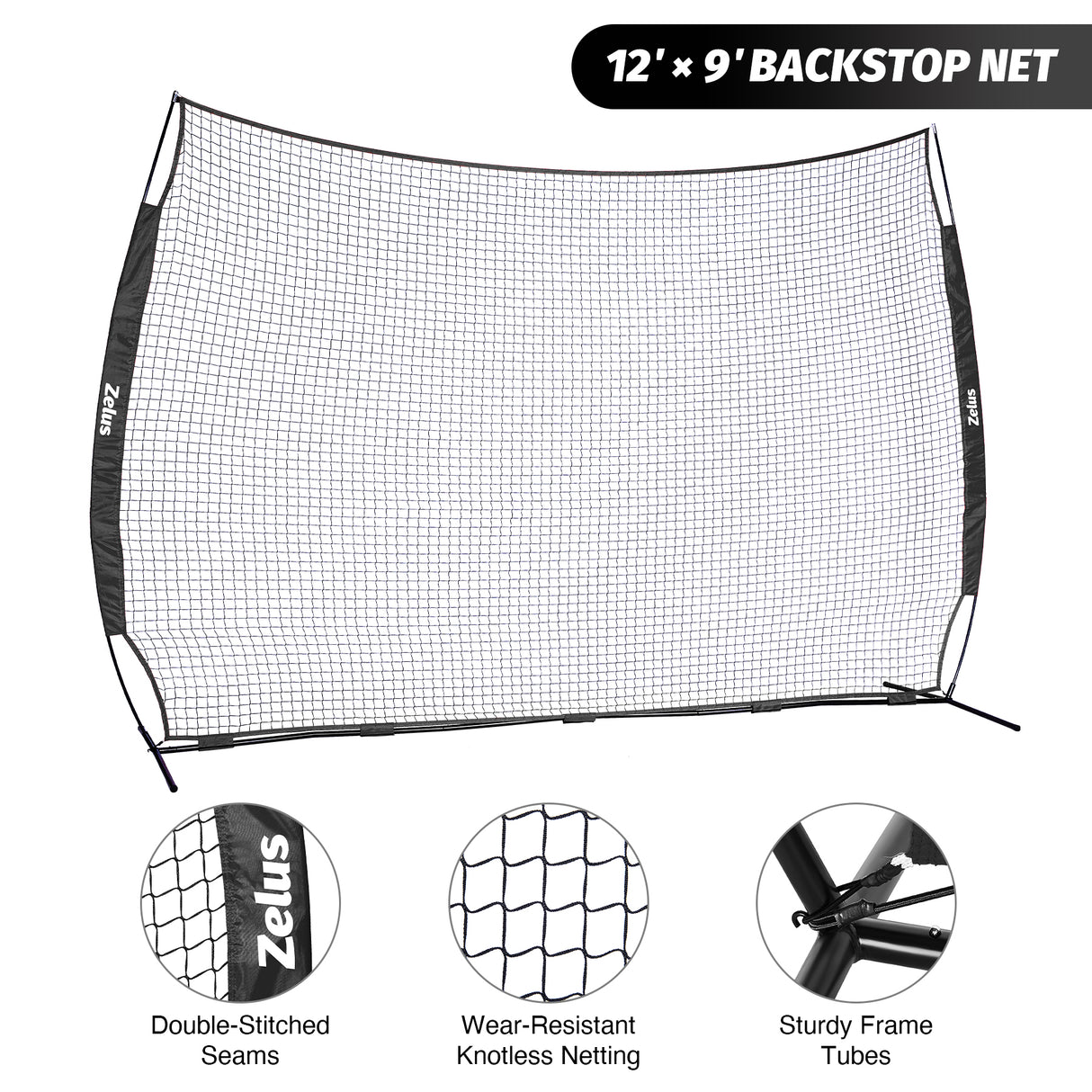 12x9ft Barricade Backstop Net, Ball Sports Barrier Net