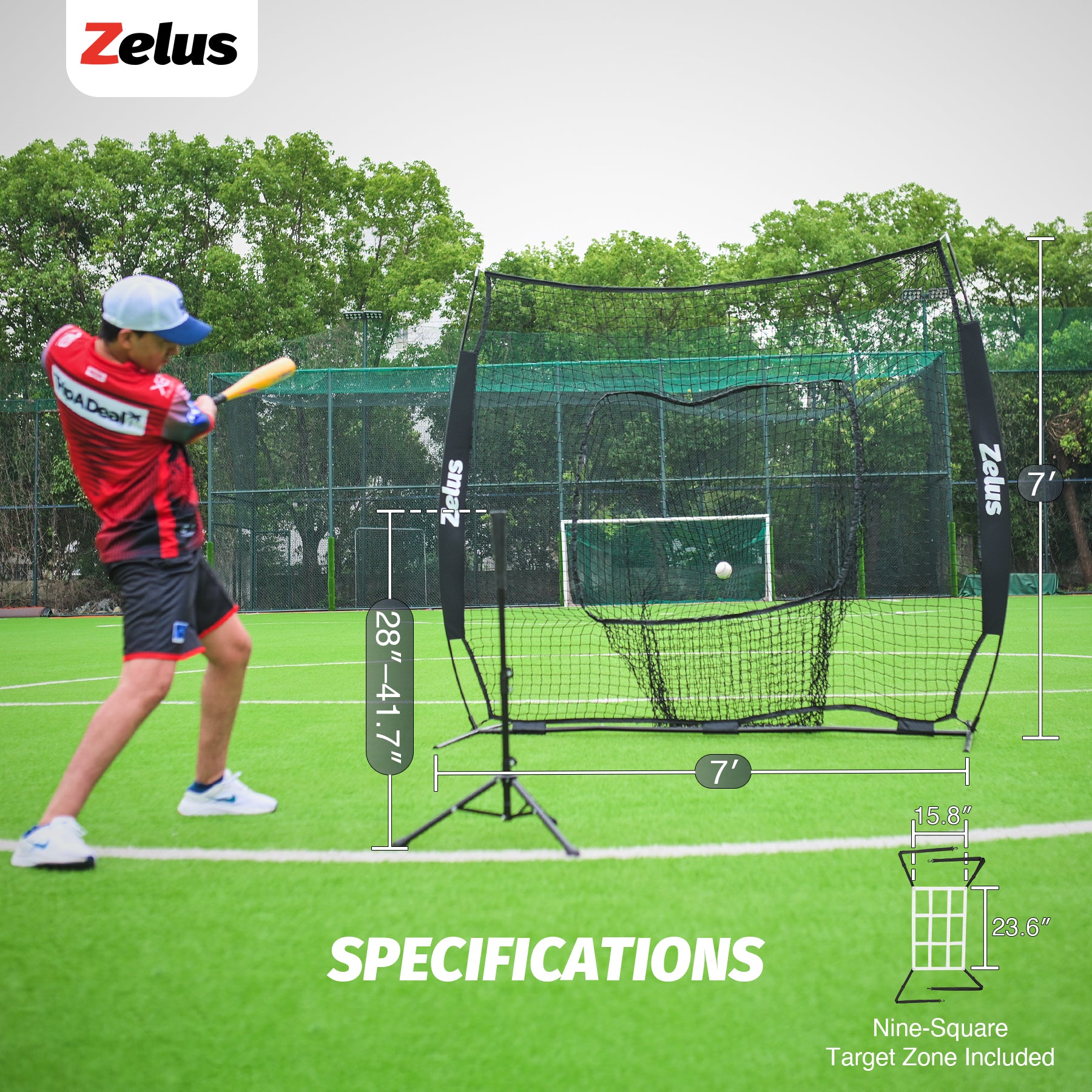 Zelus baseball or softball practice net 