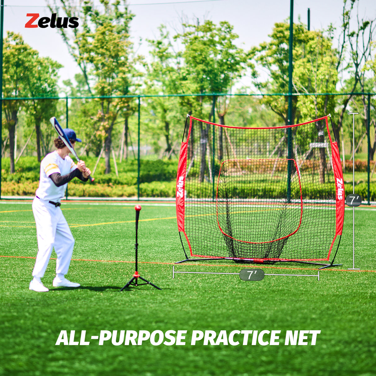 7x7ft Baseball Net for Hitting and Pitching Practice and Training Red