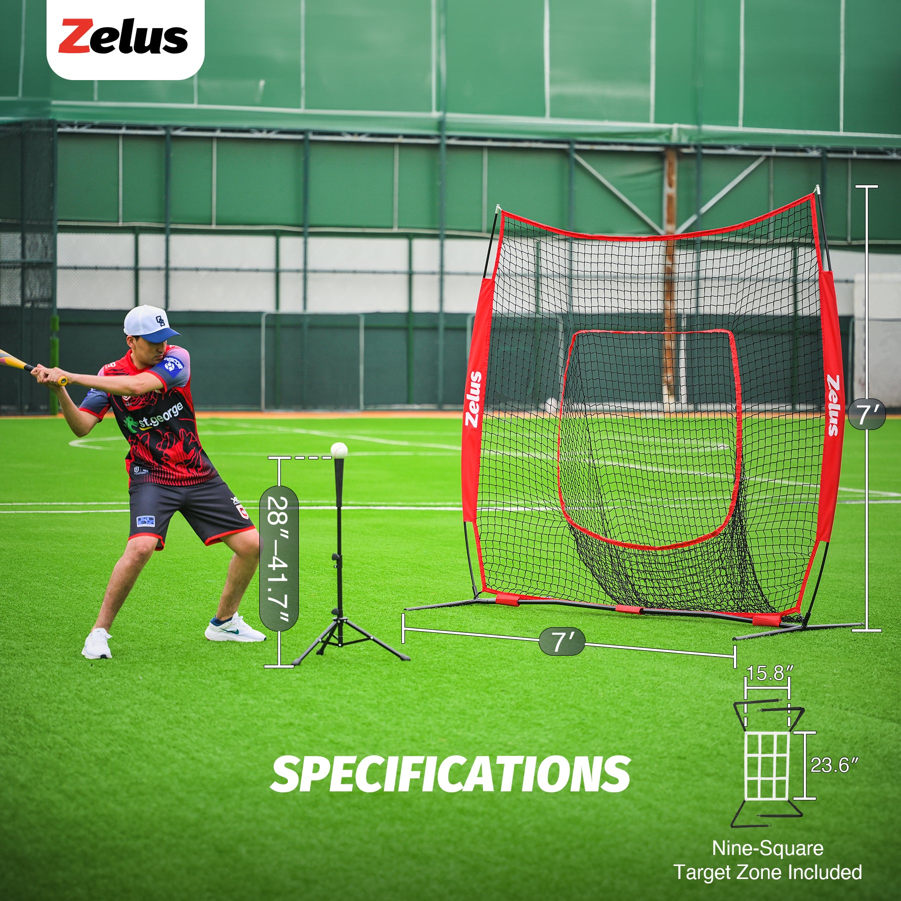 Zelus sports training net with carrying bag