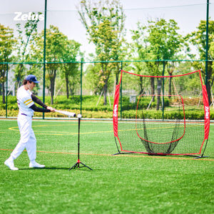 7×7 Baseball Net with Tee Kit, Portable Baseball Net for Hitting and Pitching Red