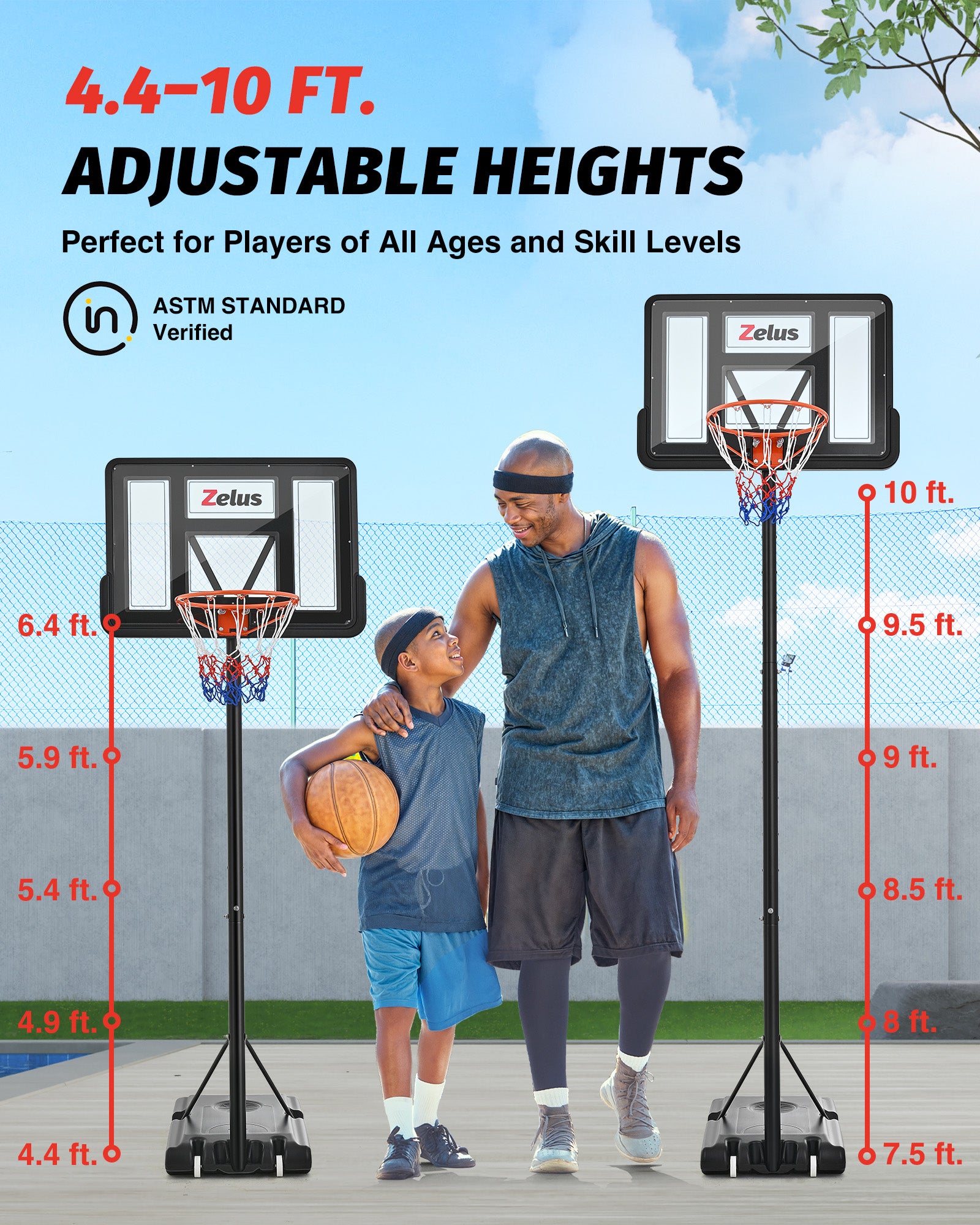Zelus portable basketball hoop